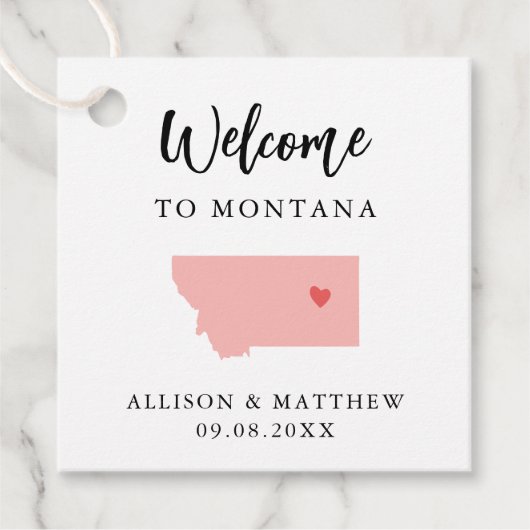 Jede Farbe Montana Hochzeitungs-Begrüßungstasche Geschenkanhänger (Vorderseite)