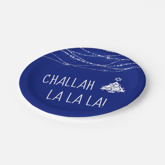 Jede Farbe Niedlich Challah La La La Chrismukka | Pappteller (Schrägansicht)