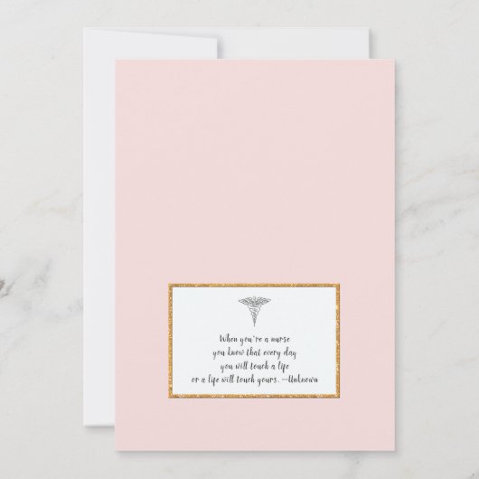 JEDE FARBE Nurse Abschluss Pinning + Imitat Gold Einladung (Rückseite)
