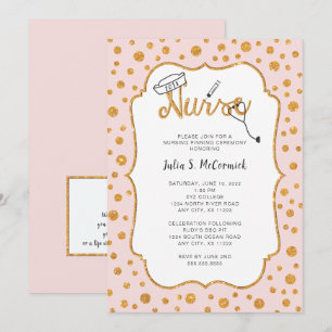 JEDE FARBE Nurse Abschluss Pinning + Imitat Gold Einladung