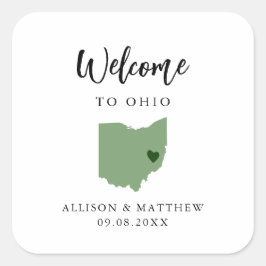 Jede Farbe Ohio Hochzeitungs-Begrüßungstasche Quadratischer Aufkleber