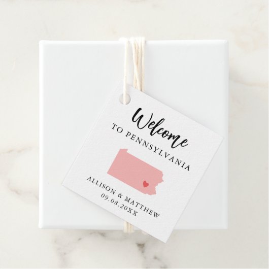Jede Farbe Pennsylvania Wedding Welcome Bag Geschenkanhänger (Beispiel)