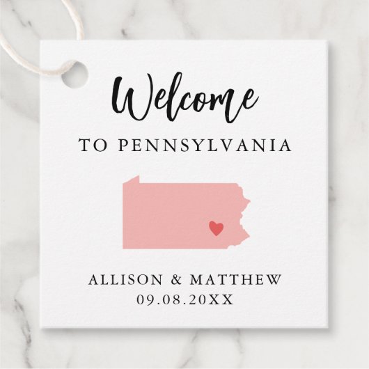Jede Farbe Pennsylvania Wedding Welcome Bag Geschenkanhänger (Vorderseite)