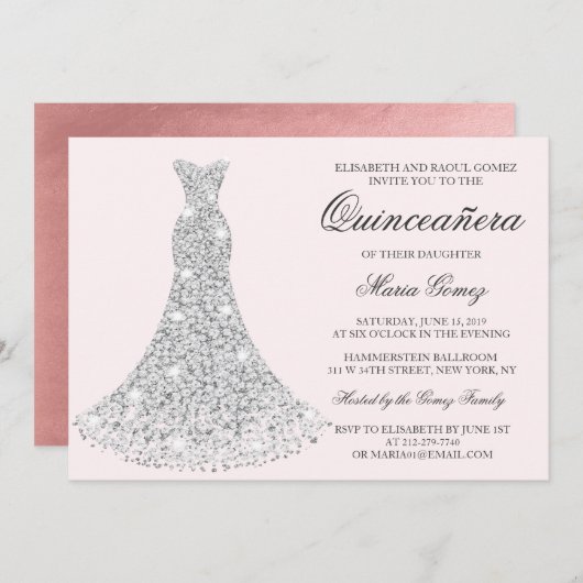 JEDE FARBE - Quinceanera Birthday Einladung (Vorne/Hinten)