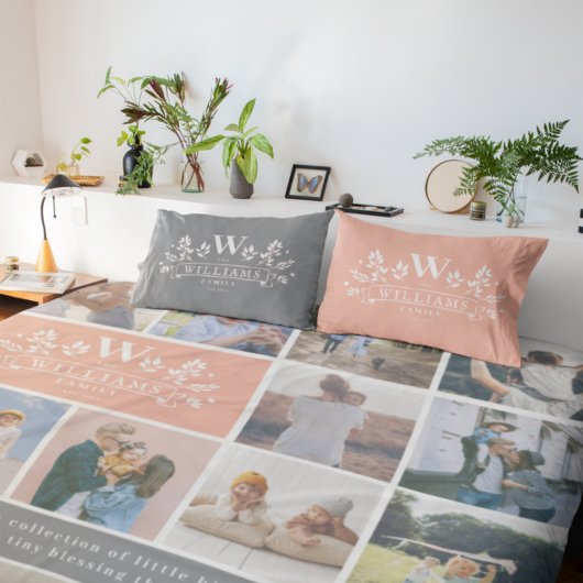 Jede Farbe | Rustikaler Familienname Monogram Kissenbezug
