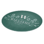 Jede Farbe | Rustikaler Familienname Monogram Schneidebrett (Ecke)