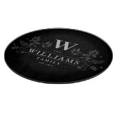 Jede Farbe | Rustikaler Familienname Monogram Schneidebrett (Ecke)