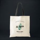 Jede Farbe St. Lucia Wedding Welcome Tote Bag, Tragetasche<br><div class="desc">Hochzeitswochenende Begrüßungsgeschenktasche für Gäste aus der Stadt, um Ihre Hochzeit, mit dem Bild von St. Lucia. Sie können die Farben für jeden Teil dieses Designs bearbeiten und das Herz an den Ort Ihrer Hochzeit bringen. Klicken Sie zum Ändern der Farben auf Personalisieren und dann auf "Bearbeiten mit dem Entwurfstool". Wählen...</div>