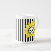 JEDE FARBE! STRIPE Skull Sonnenblumen Tea Cup Porzellantasse (Vorderseite Rechts)