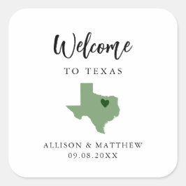 Jede Farbe Texas Hochzeitungs-Begrüßungstasche Quadratischer Aufkleber