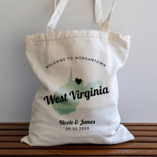 Jede Farbe West Virginia Karte Hochzeitungs-Begrüß Tragetasche