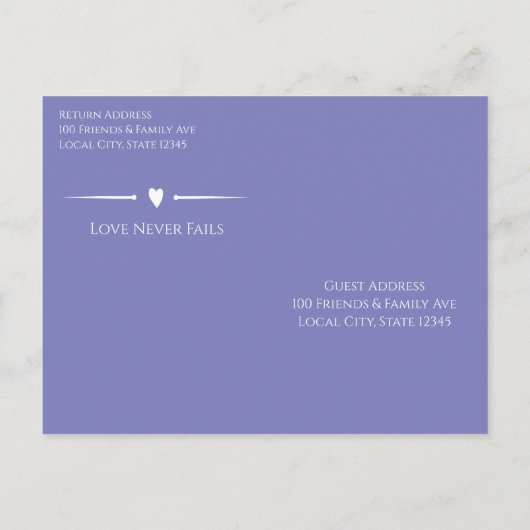 Jede farbige Hochzeit Periwinkle Blauer Einladung (Rückseite)