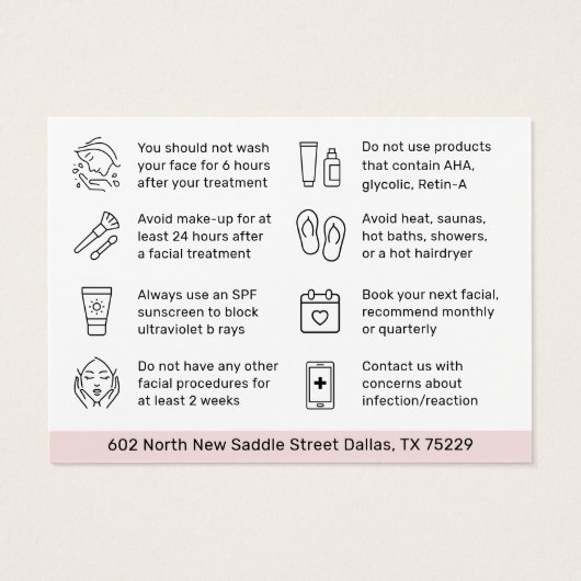 Jede farbige HydraFacial Aftercare Instructions Ca (Rückseite)