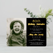 JEDE Geburtstagsparty 2 Foto Elegantes Schwarzes u Folieneinladung (Stehend vorne)