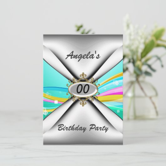 Jede Geburtstagsparty Einladung sechzig (Stehend Vorderseite)