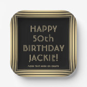 JEDE Geburtstagsparty Elegantes klassisches Schwar Pappteller (Vorderseite)