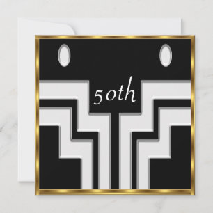 Jede Geburtstagsparty White Black Einladung