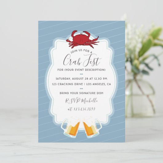 Jede Gelegenheit Crab Fest Party Einladung (Stehend Vorderseite)