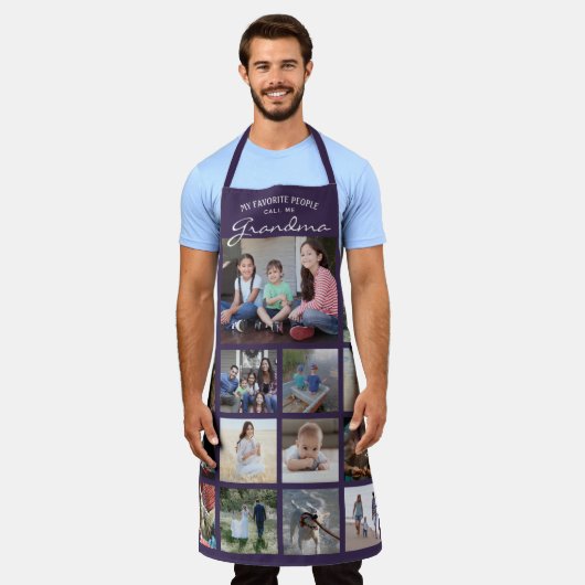 Jede Grandma der Textfamilie Lila Fotocollage Schürze (Getragen)