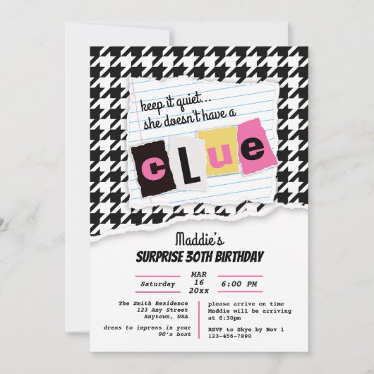 JEDE karierte Hahnentrittmuster-Überraschung im Al Einladung (Vorderseite)