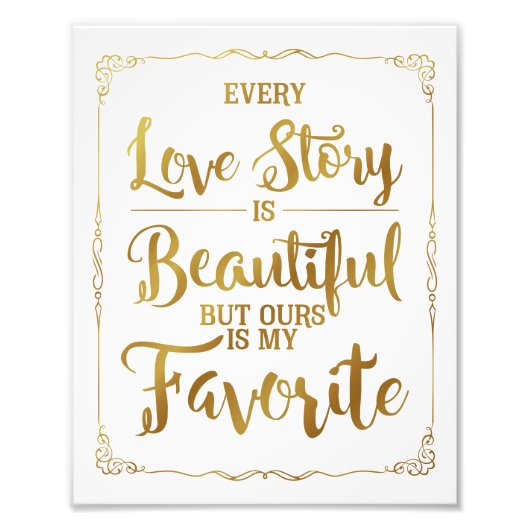 jede Liebe ist ein schönes Hochzeitszeichen, Gold Fotodruck (Vorne)