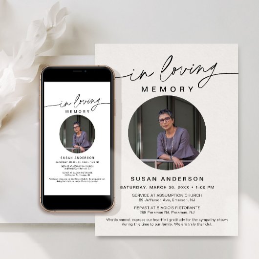 JEDE Minimalistische Beerdigung Ankündigung