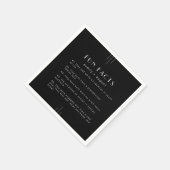 JEDE MODERNE Art Deco Black Fun Fakten Hochzeit Serviette (Ecke)