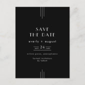 JEDE MODERNE Art Deco Black Wedding Save the Date Einladungspostkarte (Vorderseite)