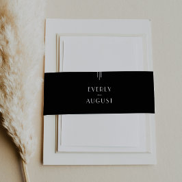 JEDE MODERNE Art Deco Schwarz-Weiß Hochzeit Einladungsbanderole