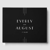 JEDE MODERNE Art Deco Schwarz-Weiß Hochzeit Gästebuch (Vorderseite)