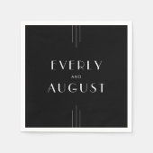 JEDE MODERNE Art Deco Schwarz-Weiß Hochzeit Serviette (Vorderseite)