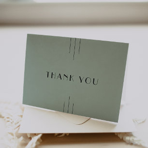JEDE MODERNE Classic Art Deco Sage Green Wedding Dankeskarte