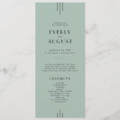 JEDE MODERNE Classic Art Deco Sage Green Wedding Programm (Vorderseite)