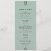 JEDE MODERNE Classic Art Deco Sage Green Wedding Programm (Rückseite)