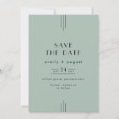 JEDE MODERNE Classic Art Deco Sage Green Wedding Save The Date (Vorderseite)