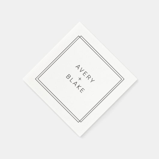 JEDE moderne Minimalistische Doppelgrenzhochzeit Serviette (Ecke)