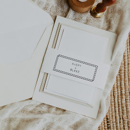 JEDE moderne Schwarz-Weiß-Doppelrahmen-Hochzeit Einladungsbanderole