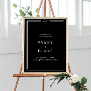 JEDE moderne Schwarze Hochzeit Begrüßungsunterschr Poster