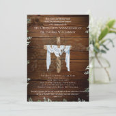 JEDE Ordination Jubiläum Einladung rustikales Holz (Stehend Vorderseite)