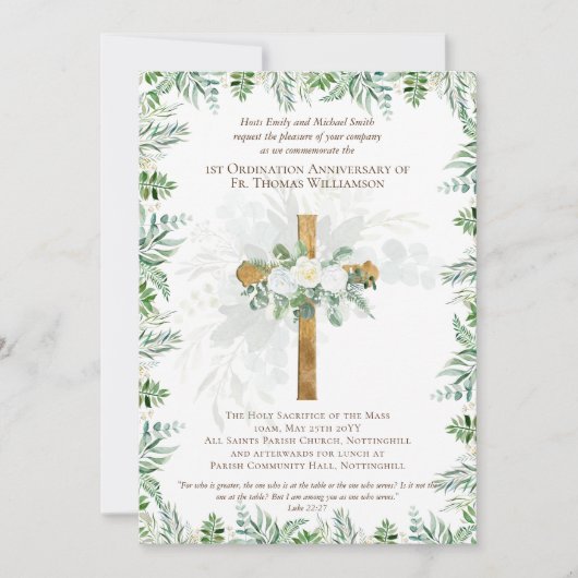 JEDE Ordination Jubiläum Einladung rustikales Holz (Vorderseite)