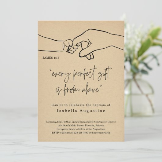 Jede perfekte Geschenktaufe / Weihnachten Einladung (Stehend Vorderseite)