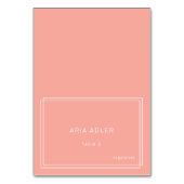 JEDE Platzkarte mit minimalem Blush Peach Wedding Tischnummer (Vorderseite)