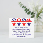 Jede Regierung entmachtet, wenn sie vertrauenswürd Postkarte (Stehend Vorderseite)