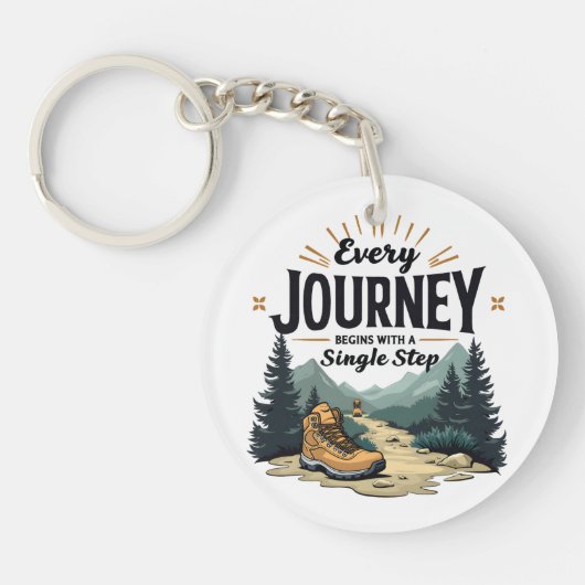 Jede Reise beginnt mit einer Single-Treppe wandern Schlüsselanhänger (Vorderseite)