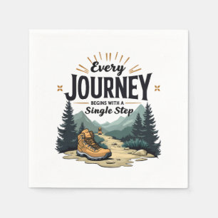 Jede Reise beginnt mit einer Single-Treppe wandern Serviette