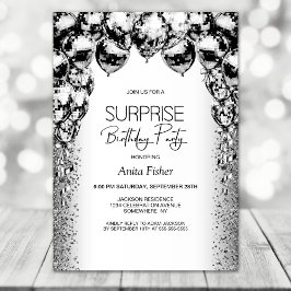 Jede Schwarz-weiße Balloons Überraschung Geburtsta Einladung