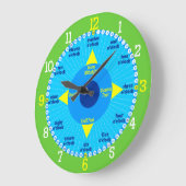 Jede Sekunde zählt - Blue & Green Learning Clock Große Wanduhr (Winkel)