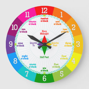 Jede Sekunde zählt Rainbow Colors Learning Clock Große Wanduhr