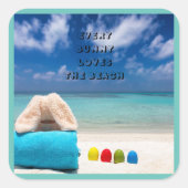 Jede sonnige Liebe Der tropische Strand Quadratischer Aufkleber (Vorderseite)