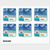 Jede sonnige Liebe Der tropische Strand Quadratischer Aufkleber (Blatt)